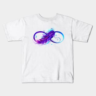 Infinity with Purple Feather Kids T-Shirt